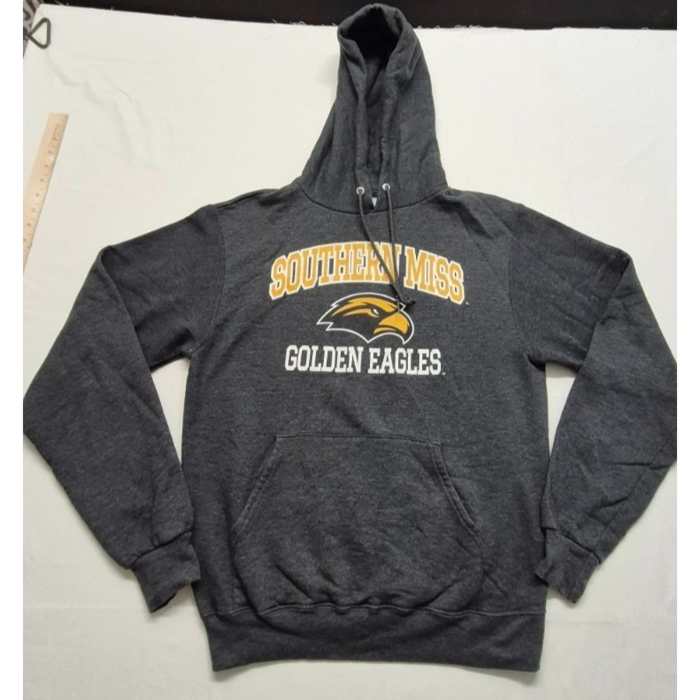 Southern Miss Golden Eagle dark gray game day hoodie drawstring front pocket Sm.